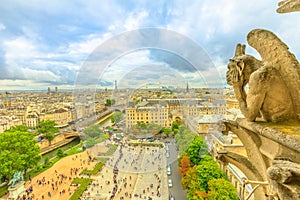 Notre Dame gargoyles aerial view