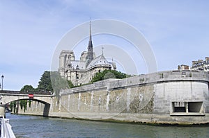 Notre Dame of Paris and the Bridge of the Archdiocese photo