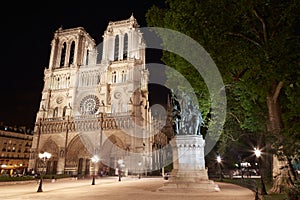 Notre Dame, Paris cathedral at night