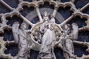 Notre Dame of Paris last judgment ornate facade details, France photo