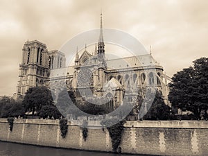 Notre Dame Paris Under Cloudy Sky