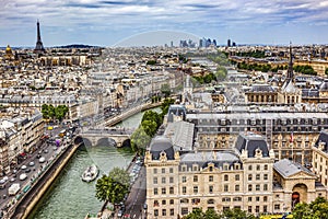 Notre Dame View Effel Tower Invalides Old Buildings Paris France photo