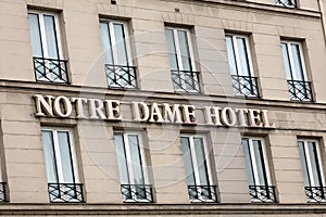 Notredame Paris architecture balconies windows and details in French city architectural art in Europe