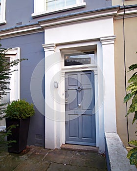 Notting hill London, vintage house grey and white entrance