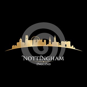 Nottingham England city skyline silhouette black background