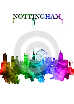 Nottingham England skyline Portrait Rainbow