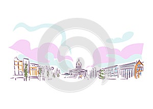 Nottingham United Kingdom Europe vector sketch city illustration line art