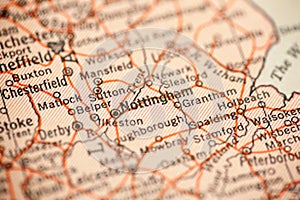 Nottingham on Vintage Map