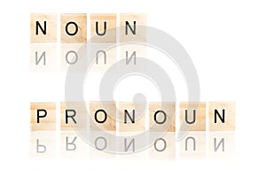 Noun and pronoun word. photo