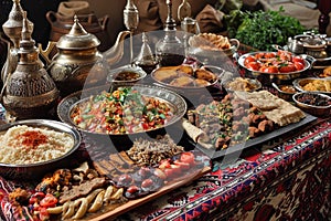 Nourishing Arabian food ramadan. Tasty traditional arabic