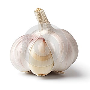 Nourishing Delicacy: Isolated Raw Garlic Cloves on White Background - Nature\'s Culinary Treasure