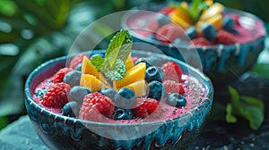 nourishing smoothie bowls, nourishing smoothie bowls offered at a wellness retreat to encourage self-care and healthy photo