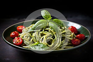 Nourishing Spaghetti spinach pesto. Generate Ai