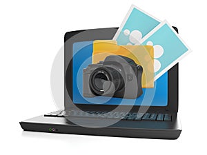 Noutbuk and folders with ph