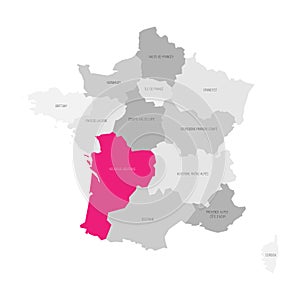 Nouvelle-Aquitaine - map of region of France