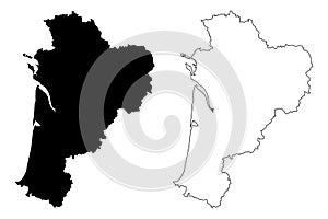 Nouvelle-Aquitaine map vector photo