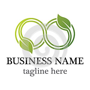 Infinity with leaf logo design