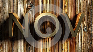 NOV brass write on raw wooden background - 3D rendering photo