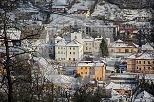 Radnica v Novej Bani, kultúrna pamiatka. Táto dominanta mesta bola postavená v 14. storočí. Novej Bani. Slovensko