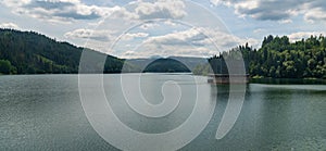 Nova Bystrica water reservoir with hills around in Slovakia