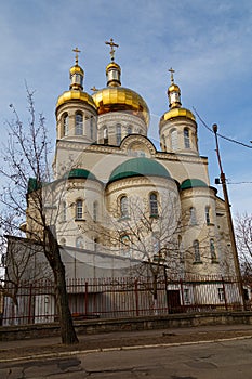 Nova Kakhovka city, Kherson region, Ukraine. Historic street of town