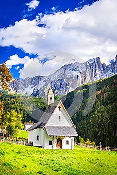 Nova Levante, Italy. Bolzano region scenery with Cimon del Latemar, Dolomites mountains photo