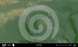 Nova Zagora outlined, Bulgaria. Physical