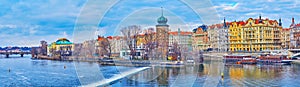 Nove Mesto panorama from Vltava River, Prague, Czech Republic