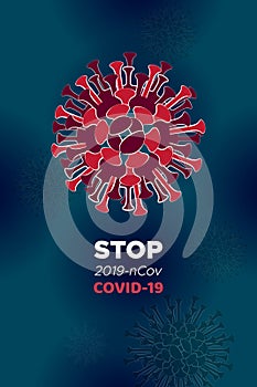 Novel Coronavirus COVID background concept SARS pandemic symbol. Danger of Virus outbreak and 2019-nKoV flu background