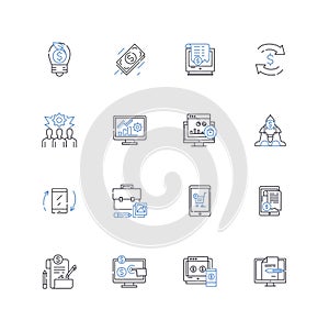 Novel enterprise line icons collection. Disruption, Innovation, Novelty, Transformation, Trailblazing, Ambition photo