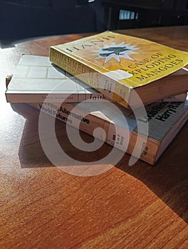 Novels lying on a table