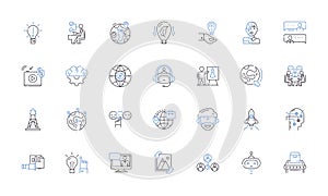 Novelty strategies line icons collection. Innovation, Uniqueness, Creativity, Originality, Novelty, Differentiation