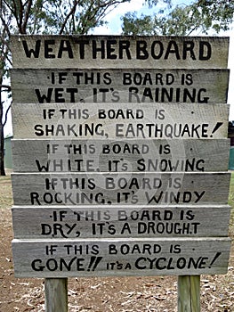 A novelty weather reporting station