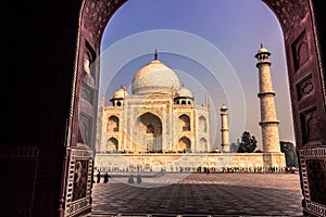 November 02, 2014: Archway from a mosque to the Taj Mahal in Agra, India