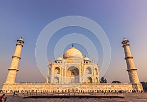 November 02, 2014: Sideview of the Taj Mahal in Agra, India