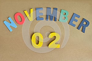 November 02, Toy alphabet background.