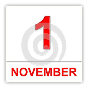 November 1. Day on the calendar.