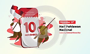 November 10th with a young spirit character illustration to celebrate Indonesian National heroes day