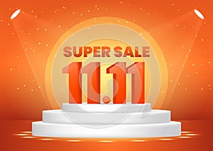 November 11 super sale shopping day on pedestal web banner