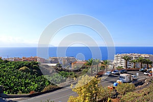 November 19 2021 - Puerto de Santiago, Tenerife, Spain: Coastal town and Gigantes cliffs