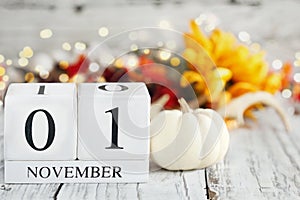 November 1st Calendar Blocks with Autumn Decorations