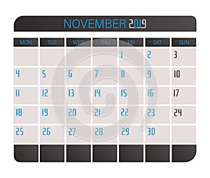 November 2017 calendar.