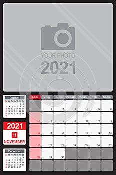 November 2021 Calendar Monthly Planner Design