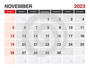 November 2023 Calendar Printable, Calendar 2023, planner 2023 design, Desk calendar template, Wall calendar, organizer office