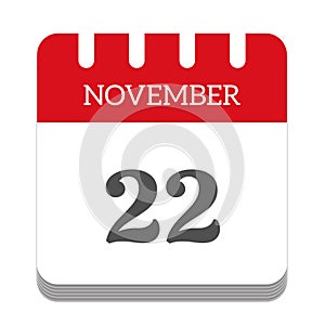 November 22 calendar flat icon