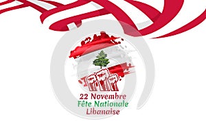 November 22, happy independence day of Lebanon Vector Illustration.
