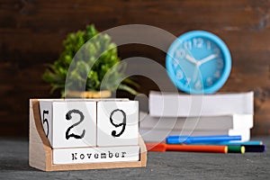 November 29th. November 29 wooden cube calendar