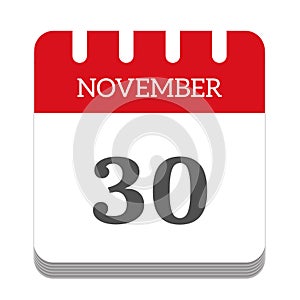 November 30 calendar flat icon