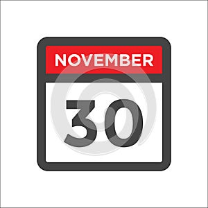 November 30 calendar icon with day and month