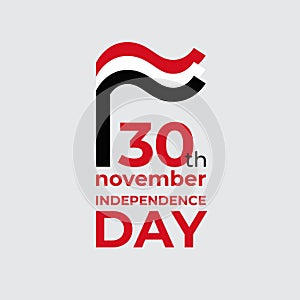 November 30, yemen independence day. Vector template with wavy yemeni flag in simple concise style, icon. National holiday of